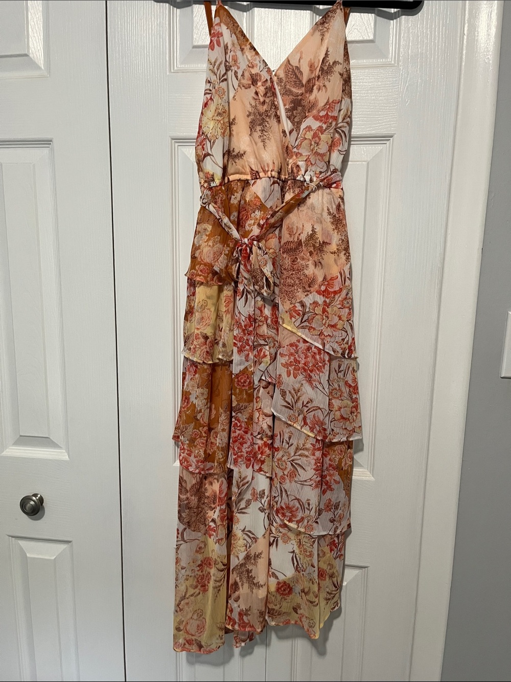 LC Lauren Conrad Peach Multi Floral Maxi Dress